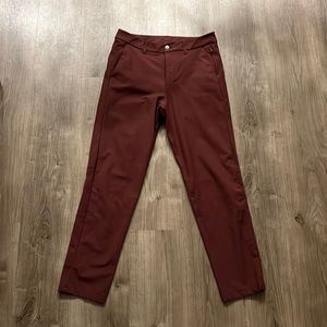Men’s Red Lululemon athletica slim commission pants. 30x29